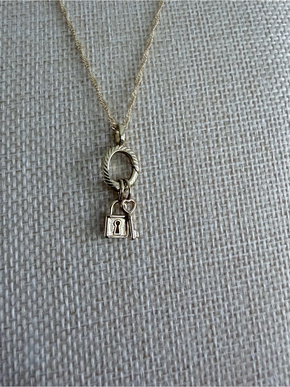14k gold dipped Padlock and Key Charm Necklace